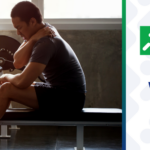 An image of an individual in the gym exercising and experiencing shoulder pain. The graphic explains that pain may be more complicated than just the shoulder joint.